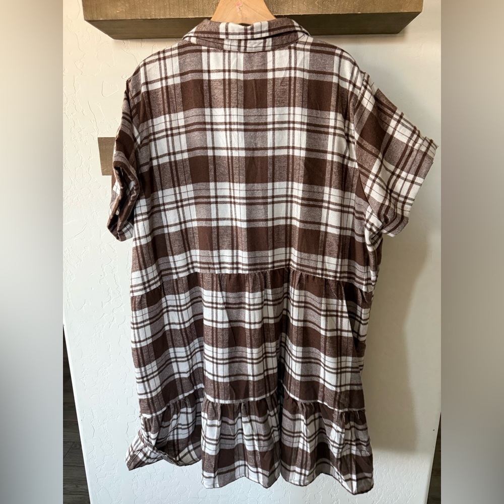Madison+Husdon|Brown & White Plaid Button-Up Shirt Dress,Casual relaxed fit•NWT - Picture 4 of 11
